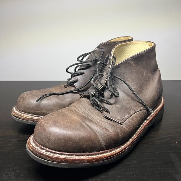 LL Bean Men\'s 9.5M Brown Leather Chukka Vibram Hiking Boots KV05 04 Round Toe main image 13